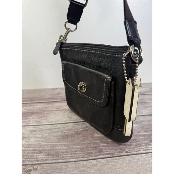 Coach Park Leather Swingpack F49170 Black Shoulder Crossbody Bag Messenger - Picture 3 of 16